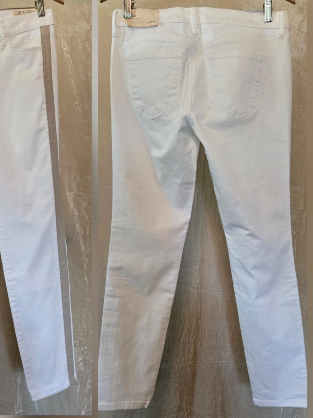 LOFT Modern Skinny White Jeans – Size 28/6 – Taupe Side Stripe - Picture 2 of 10